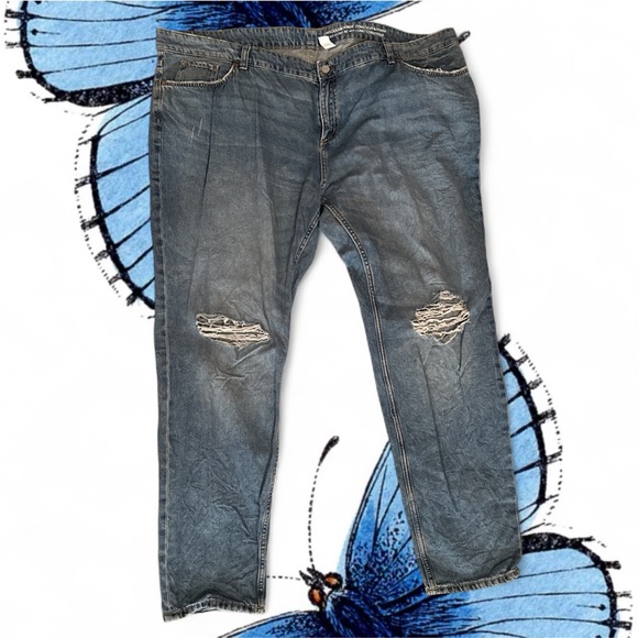 H&M+ Distressed Boyfriend Jeans Size 24 - Picture 1 of 3
